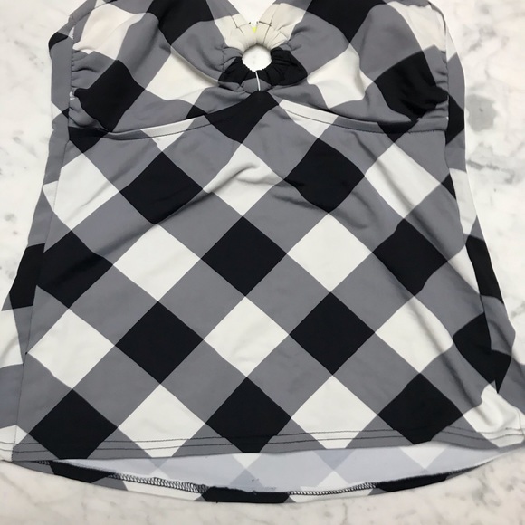 Target Black White Check Print Tankini Swim Top - Picture 4 of 6